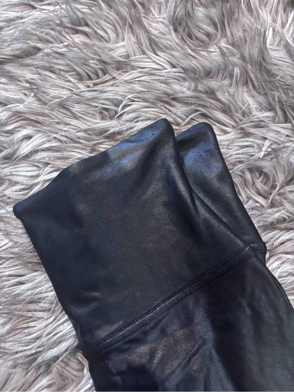 Spanx Black Faux Leather Legging High Rise Stretchy Size XL - Picture 4 of 8